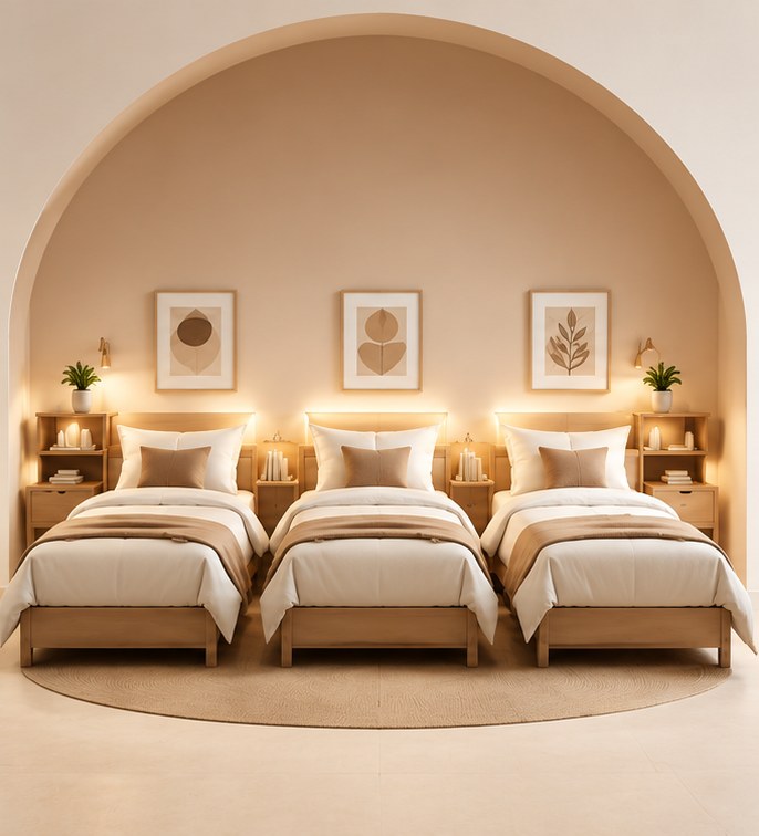 Triple sharing room at The Jugglers Nest girls PG in Bhopal